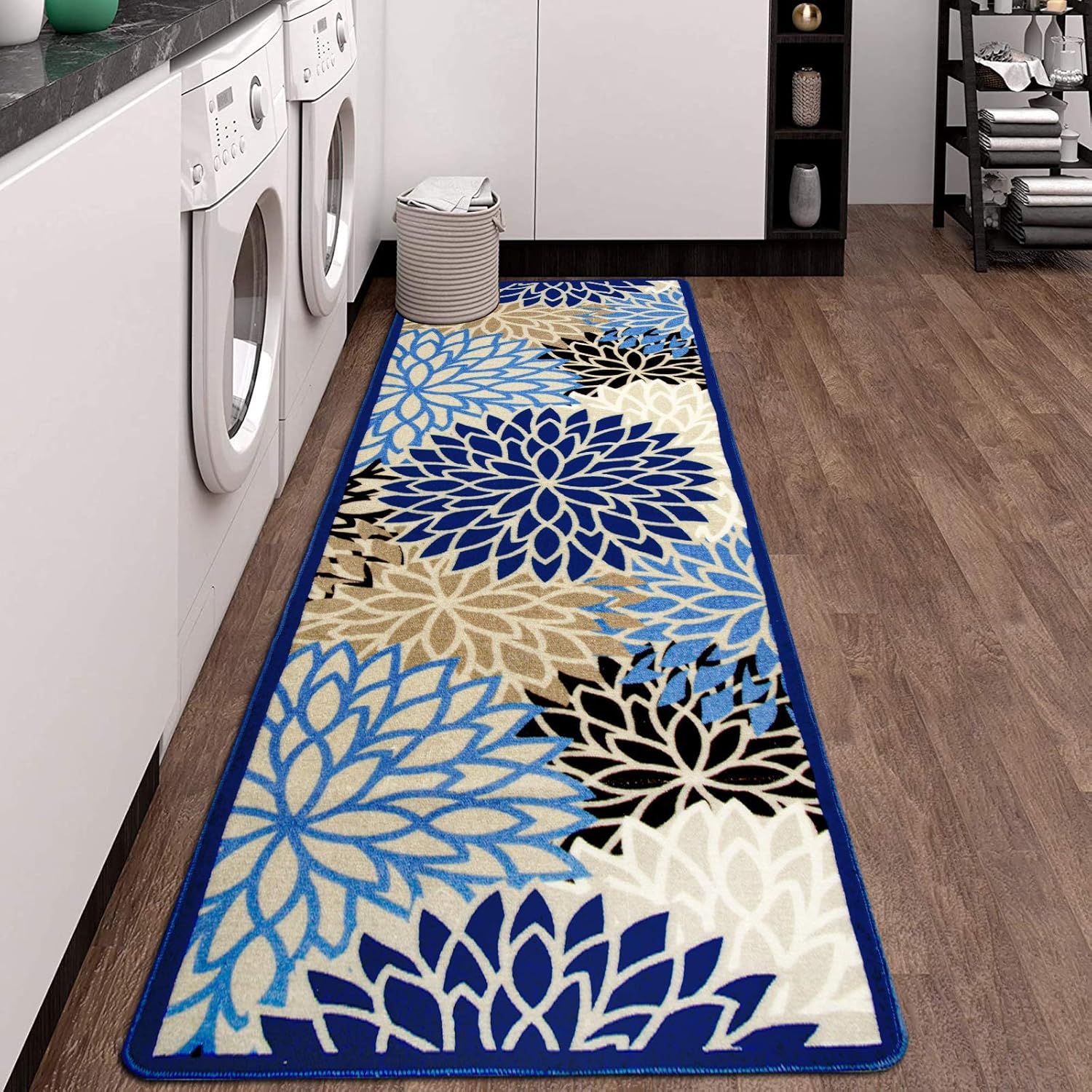 HEBE Medallion Floral Area Runner Rug 2'x6'Non Skid Washable Rug Runner for Laundry Room Kitchen Floor Hallways Accent Distressed Throw Rugs Floor Carpet