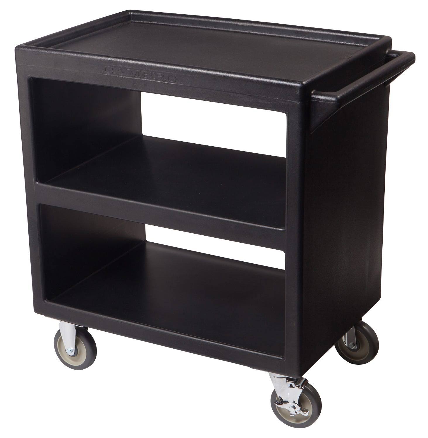 Cambro BC230110 Black Open Side 3-Shelf Service Cart