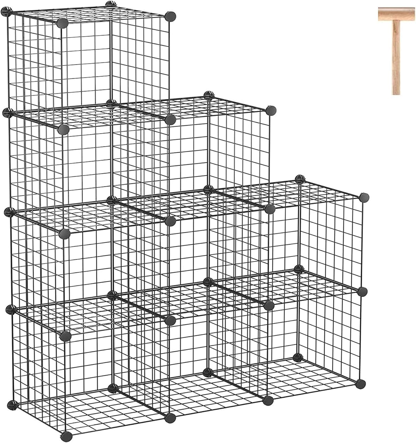 C&AHOME Wire Cube Storage Organizer, 9-Cube Grids Storage Organizer, Storage Bins Shelves, Modular Shelving, Ideal for Living Room, Bedroom, Office 36.6”L x 12.4”W x 48.4”H White Pack of 2