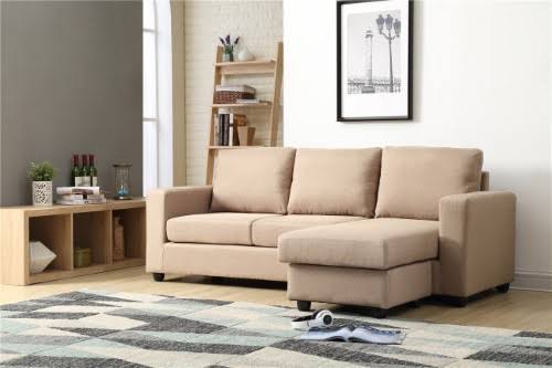 Nathaniel Home Alexandra Small Space Convertible Sectional, Beige