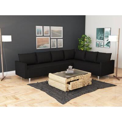 Dastyn 103x22 Wide Microfiber/Microsuede Reversible Corner Sectional Latitude Run Fabric: Black