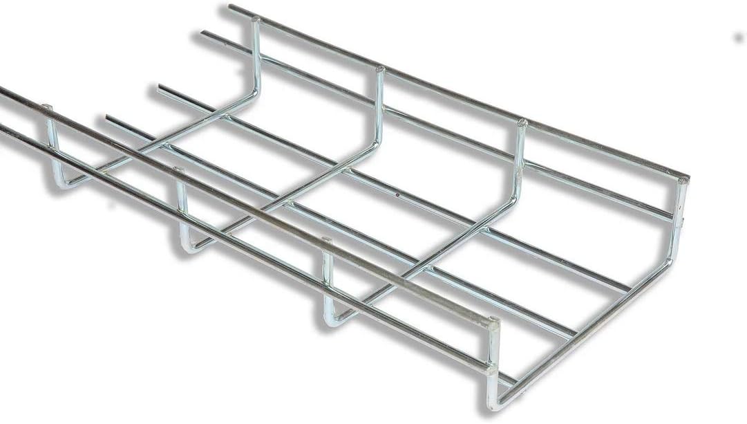 Kable Kontrol Wire Mesh Cable Tray – 6” Width – 5’ Long – 2” Depth – Chrome | Straight Sections | Zinc Plated Steel | NEC Approved | Cable Management Tray | Cable Basket Pack of 2