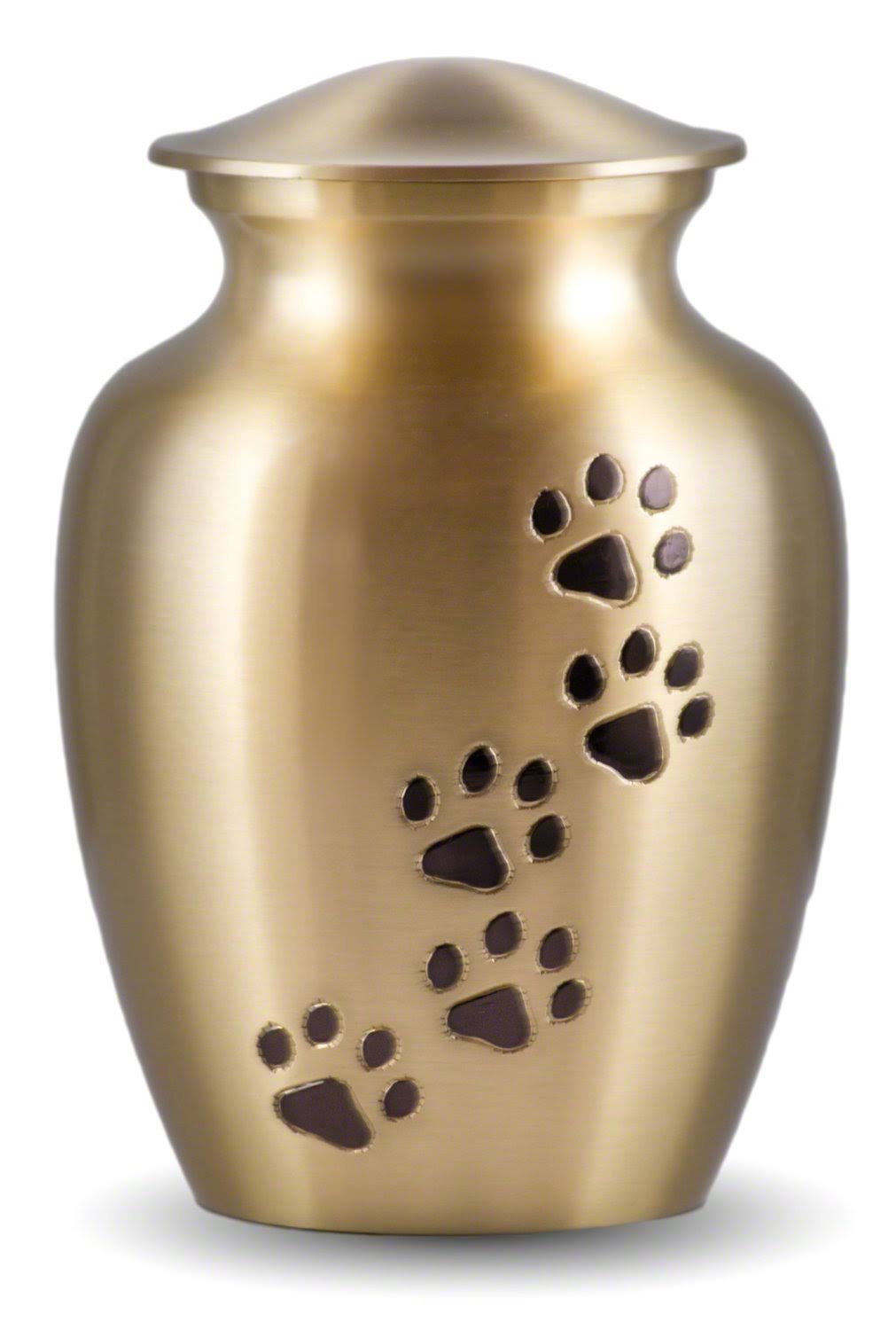 Best Friend Services Ottillie Paws Series Pet Urn Brass with Vertical Black Paws (Large)