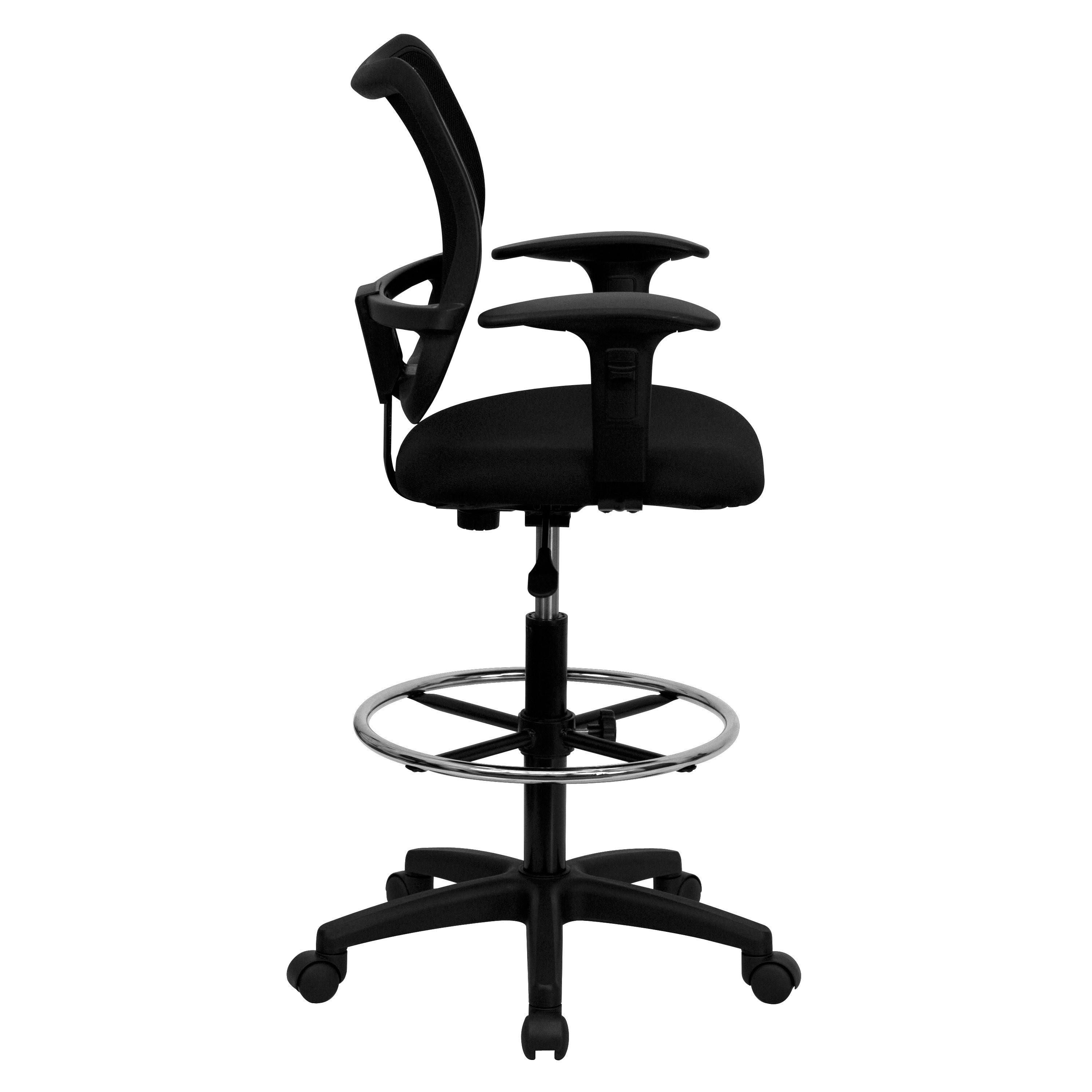 Office Ventilated Clack Mesh Back Drafting Chair with Fabric Seat