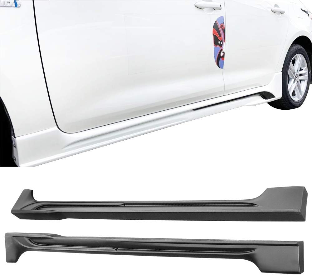 IKON MOTORSPORTS, Side Skirts Compatible With 2020-2022 Toyota Corolla Sedan, Side Skirt Extension Rocker Panel Matte Black 2PC PP Polypropylene