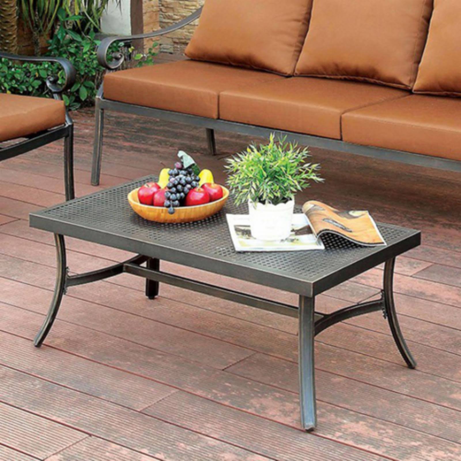 Bonquesha I Contemporary Style Metal Coffee Table, Distressed Black