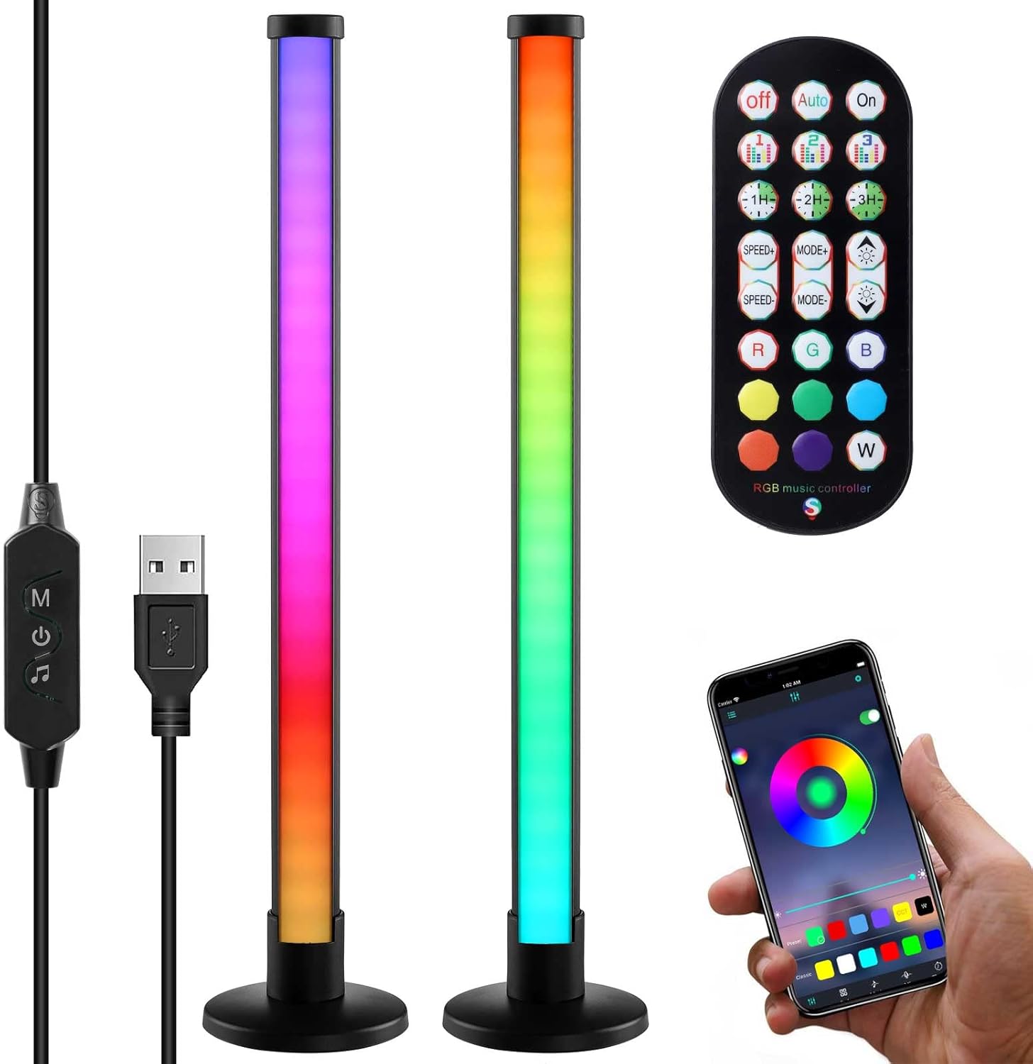 SUOSTHT Smart Ambient LED Light Bar RGB Ambiance Backlights Ambient Lighting Music Sync Kit APP Control 13 Million Colors & Timing Fuction Play hue Lights for Gaming PC TV Room Decoration