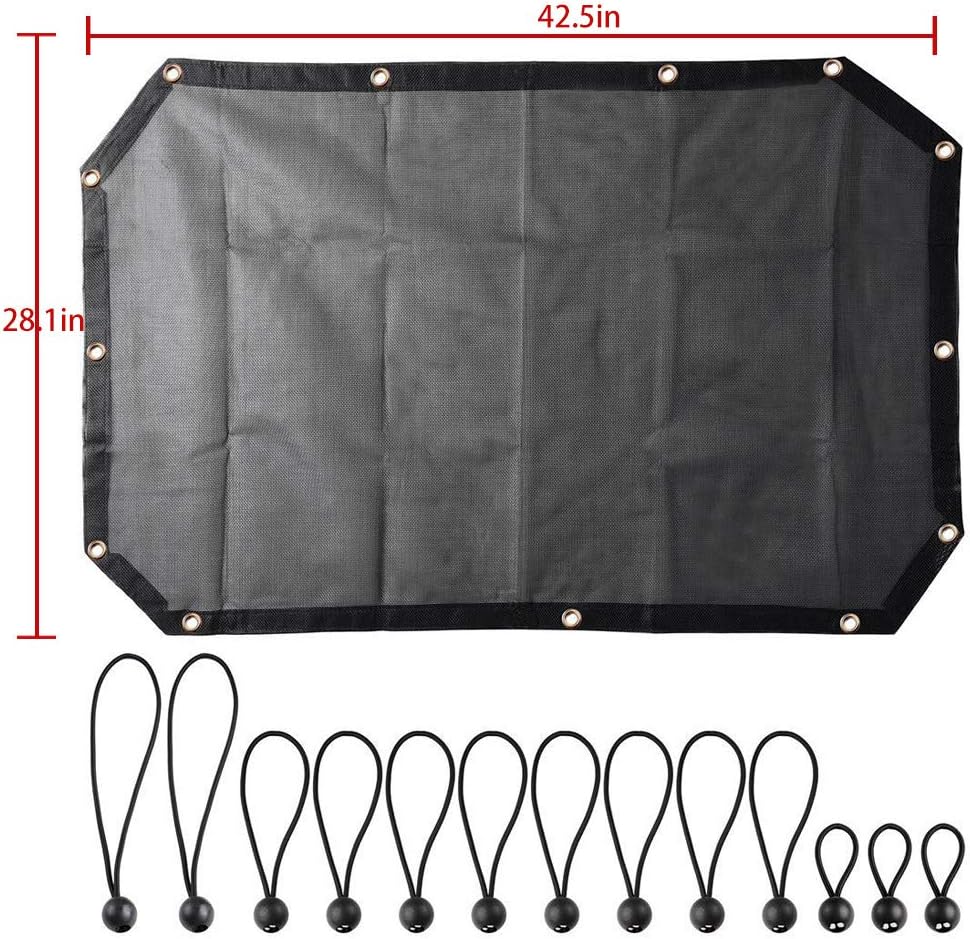 Mesh Sunshade Bikini Top Sun Shade UV Protection for 2007-2018 Jeep Wrangler JK JKU 2 Door 4 Door (Plain Black)