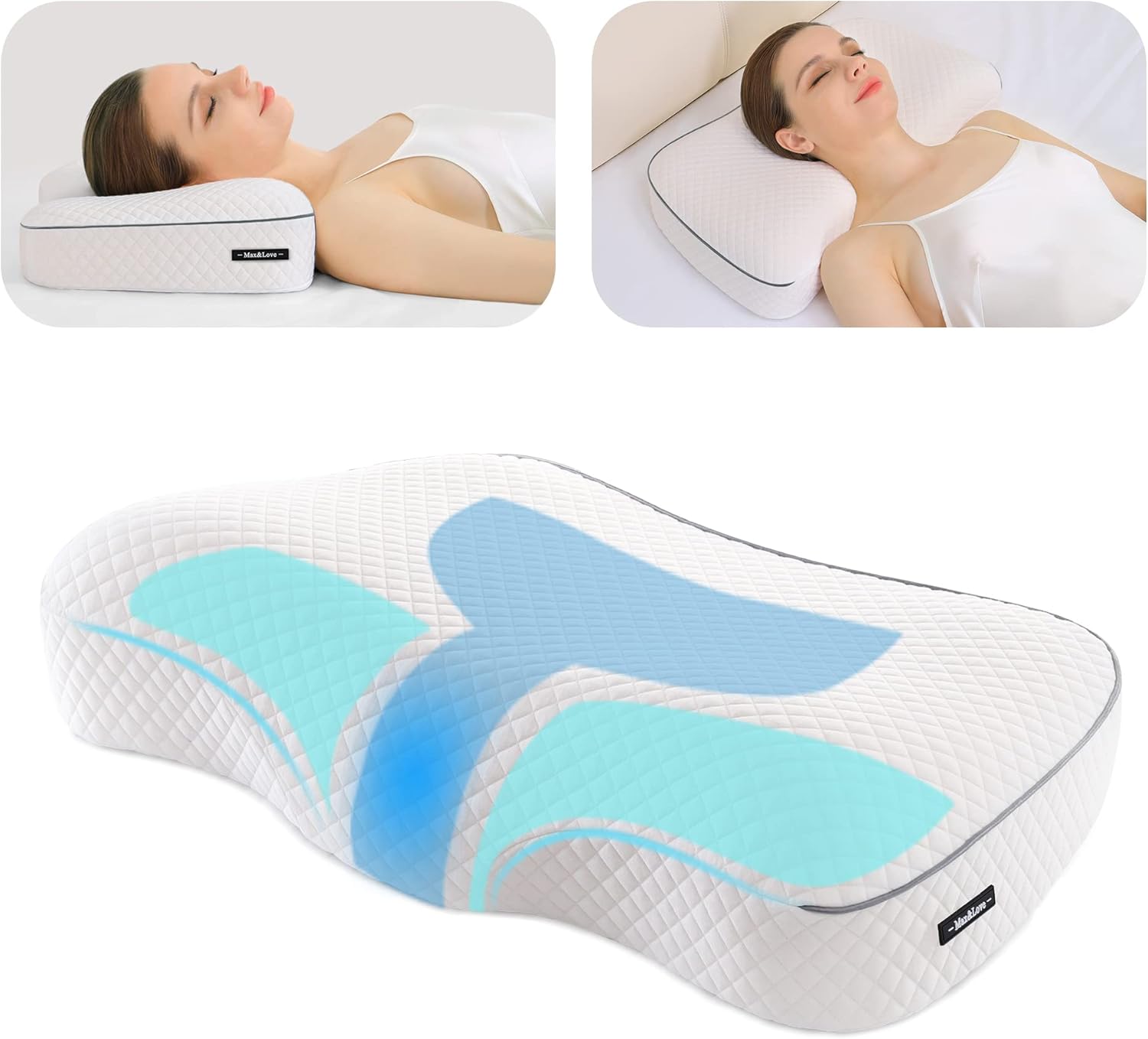 Memory Foam Neck Pillow for Pain Relief Bed Pillows for Side Back Stomach Sleepers Ergonomic Cervical Pillow for Sleeping Orthopedic Neck Pillow with Washable Cover