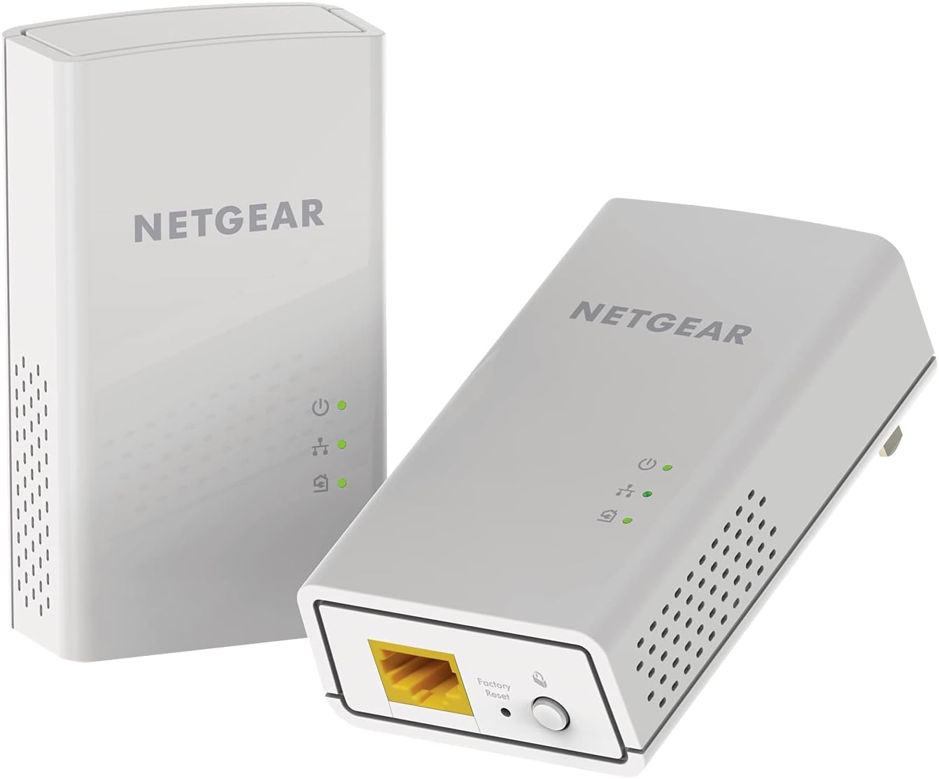 NETGEAR Powerline adapter Kit, 1200 Mbps Wall-plug, 1.2 Gigabit Ethernet Ports with Passthrough + Extra Outlet (PLP1200-100PAS) Pack of 2