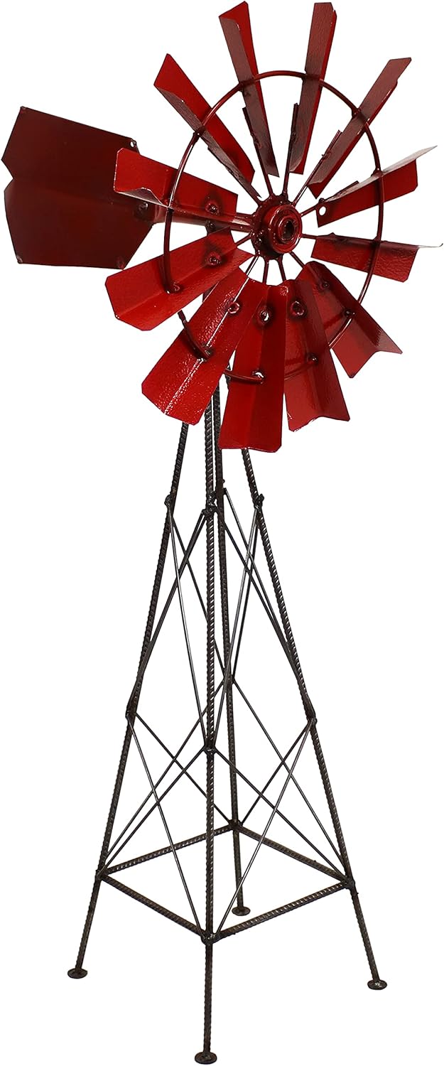 Sunnydaze Farmhouse Garden Windmill Metal Statue - Rustic Backyard Outdoor Sculpture, Lawn and Patio Decorative Figurine and Yard Accent - 33-Inch - Turquoise