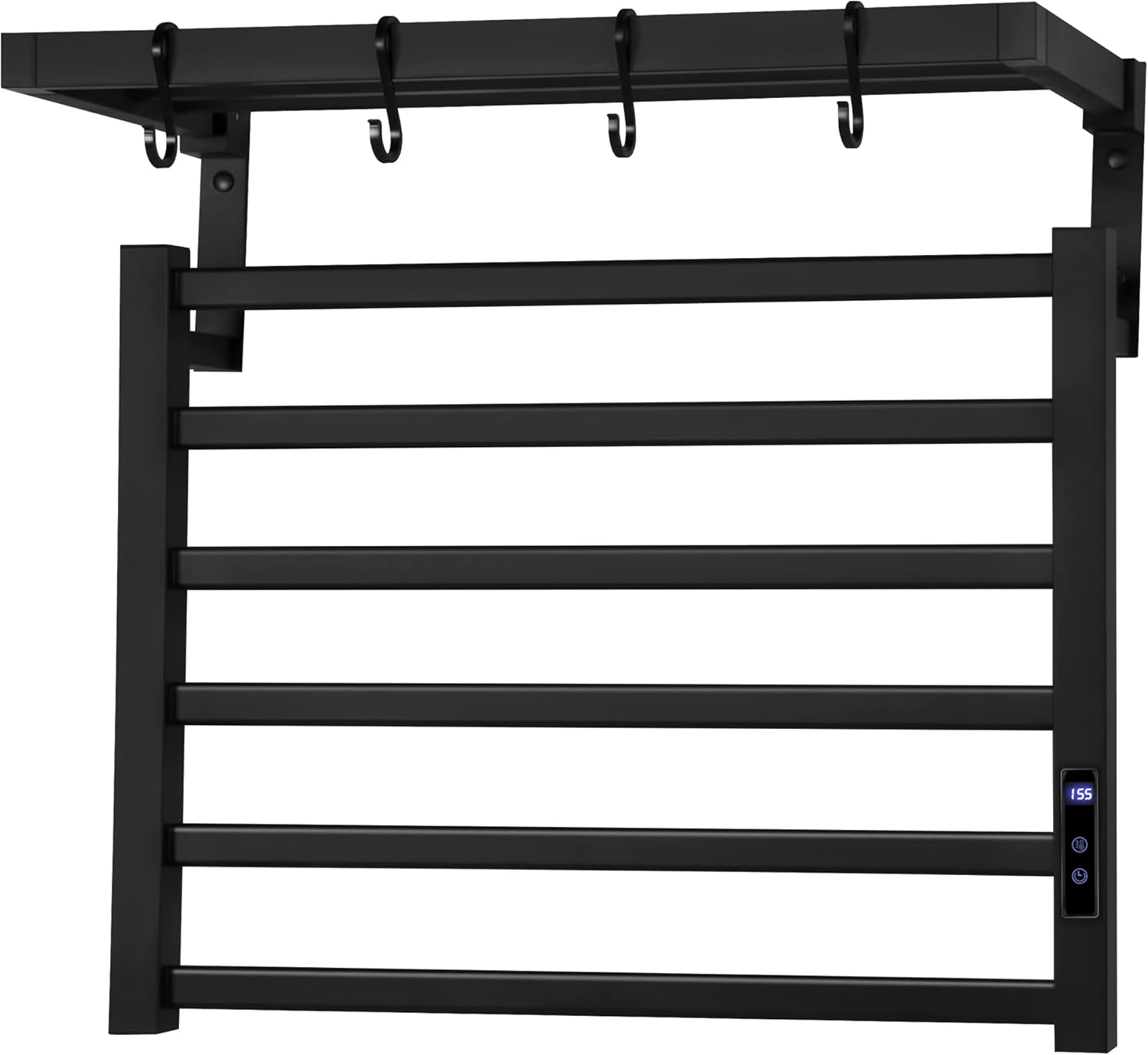 PETKABOO Heated Towel Warmer for Bathroom, 10 Bar Temperature Control Panel - 5 Level Hot Drying Rack Straight Bars with Horizontal and Vertical Spaces, Aluminum Alloy Waterproof Not Leak Electricity