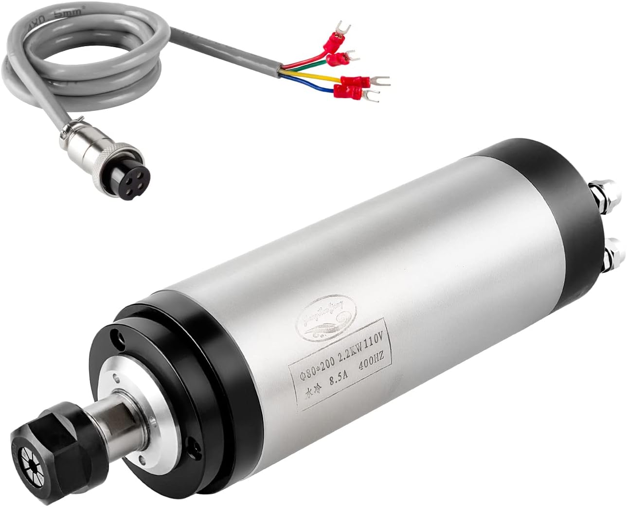 Zhong Hua Jiang Spindle Motor, Quiet Water Cooled Spindle 220V 0.8KW 800w 65mm 4 Bearings 24000RPM 400HZ CNC Spindle CNC Motor for CNC Router Machine Factory Direct Sales