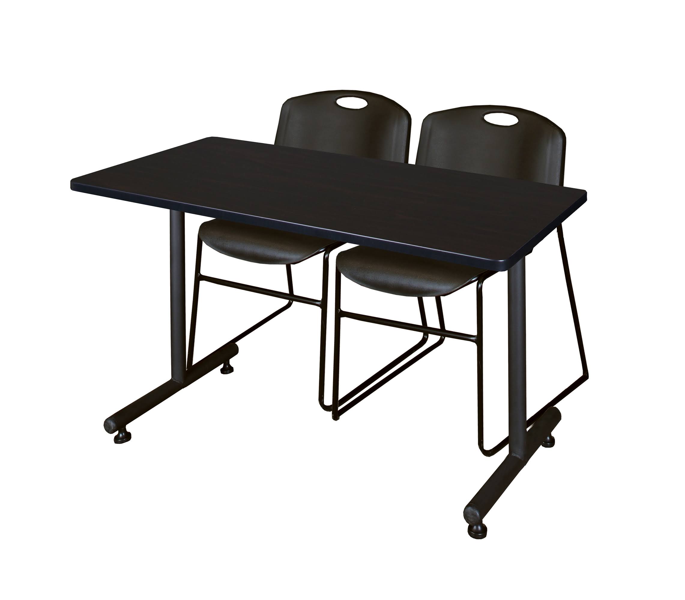 60x22 x 24x22 Kobe Training Table- Beige u0026 2 Zeng Stack Chairs- Black