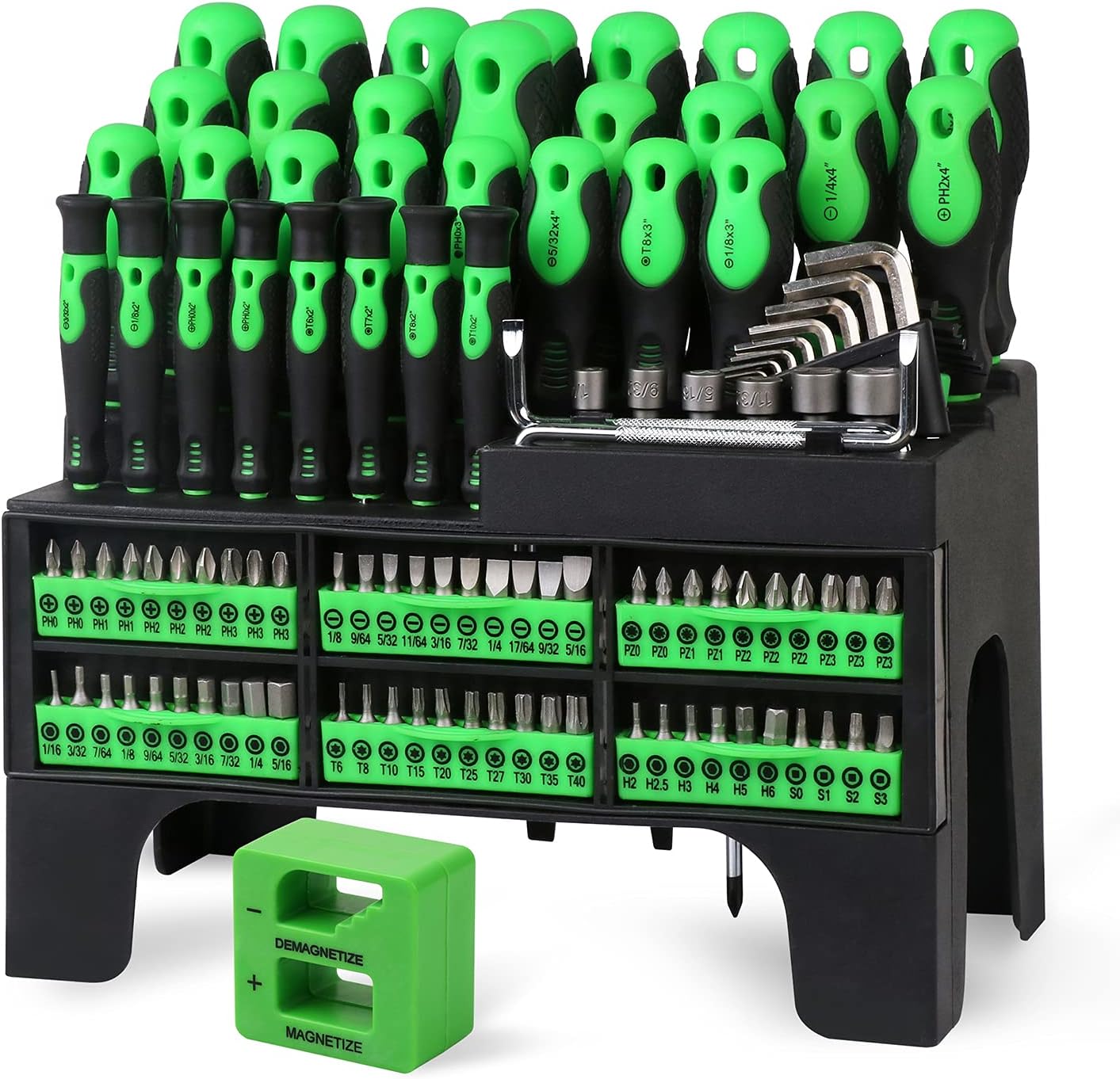 SWANLAKE 117PCS Magnetic Screwdrivers Set With Plastic Ranking,Tools Gift For Men Pack of 2