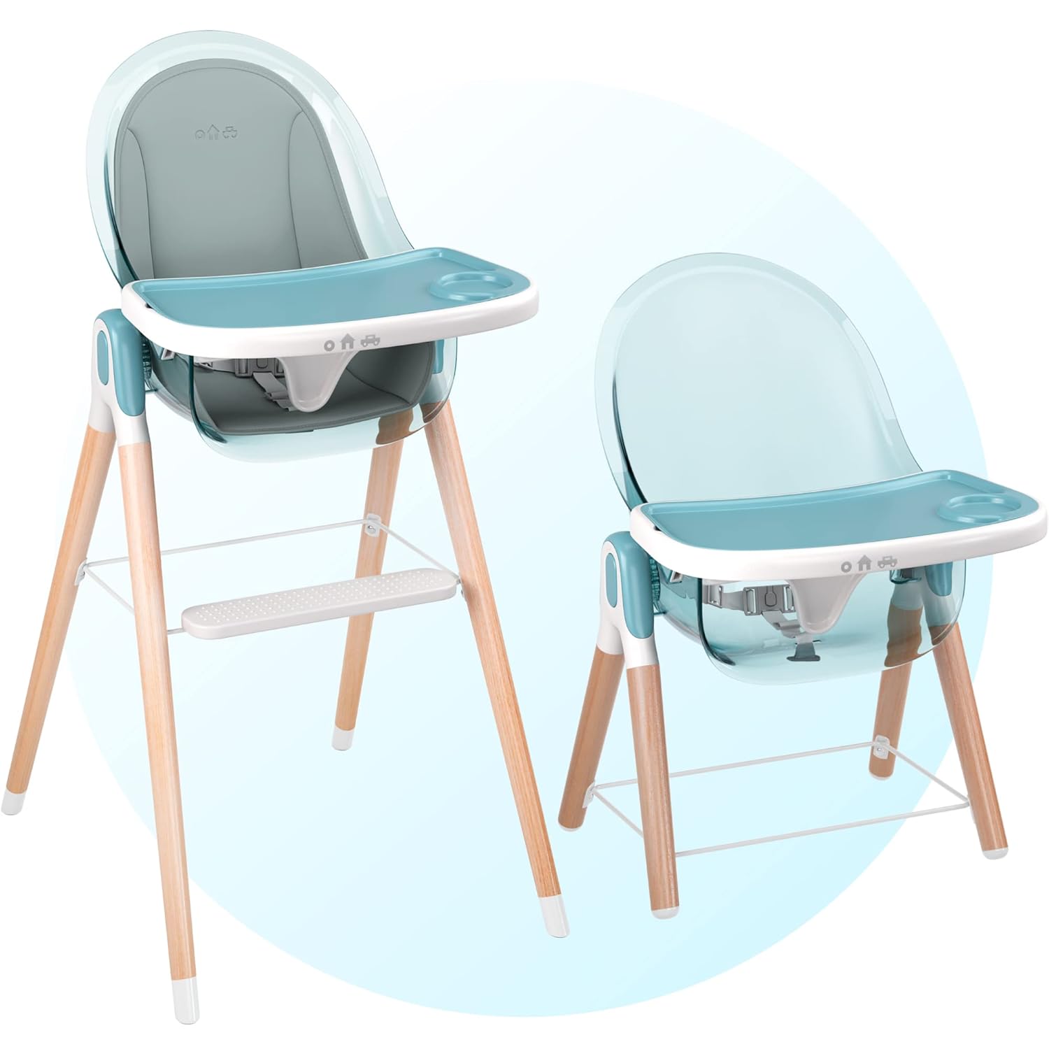 Children of Design 6 in 1 Deluxe High Chair for Babies & Toddlers, Modern Safe & Compact Baby Highchair, Easy to Clean & Assemble Removable Tray & Cushion, 6 Options 3 Seat Positions 2 Heights