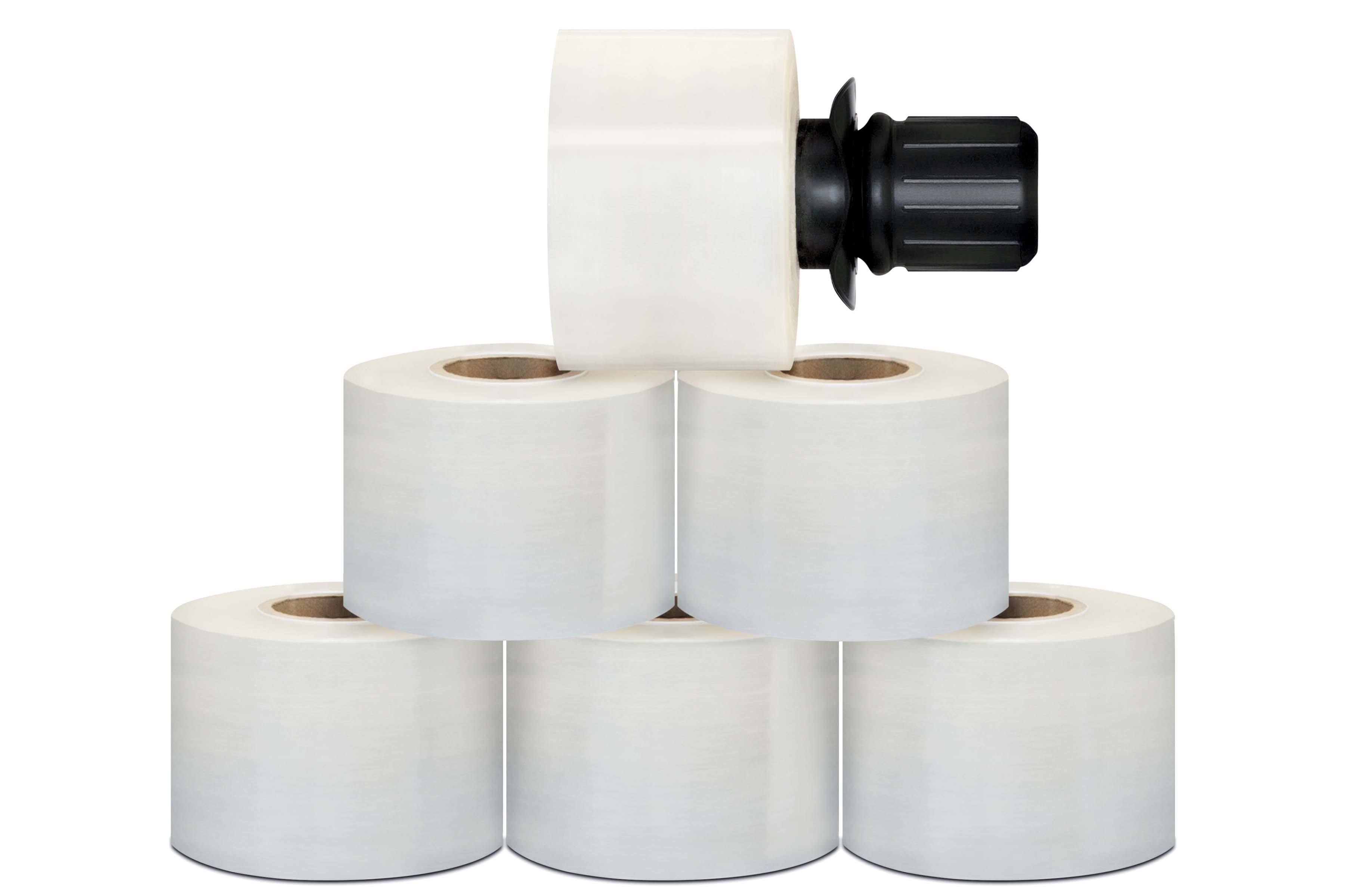 Stretch Wrap Clear Extended Core 3 in. x 1000 ft. x 80 Gauge 18 Rolls + 1 Black Spinner Handle
