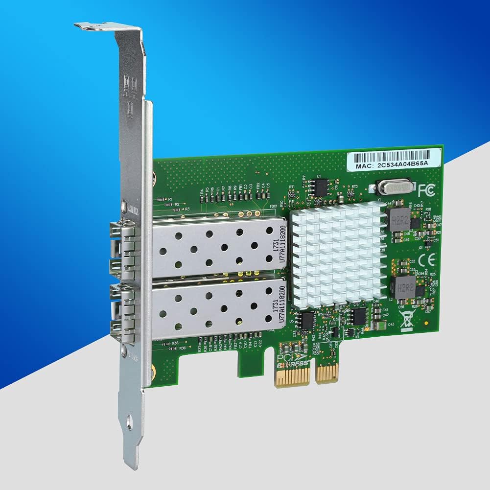 Dual Gigabit Ethernet Adapter Fiber PCI-E Network Card fo 82576 Chip , Gold-Plated PCI-E Interface,Thickened Metal Heat Sink Supports Single Mode Fiber and Multimode Fiber
