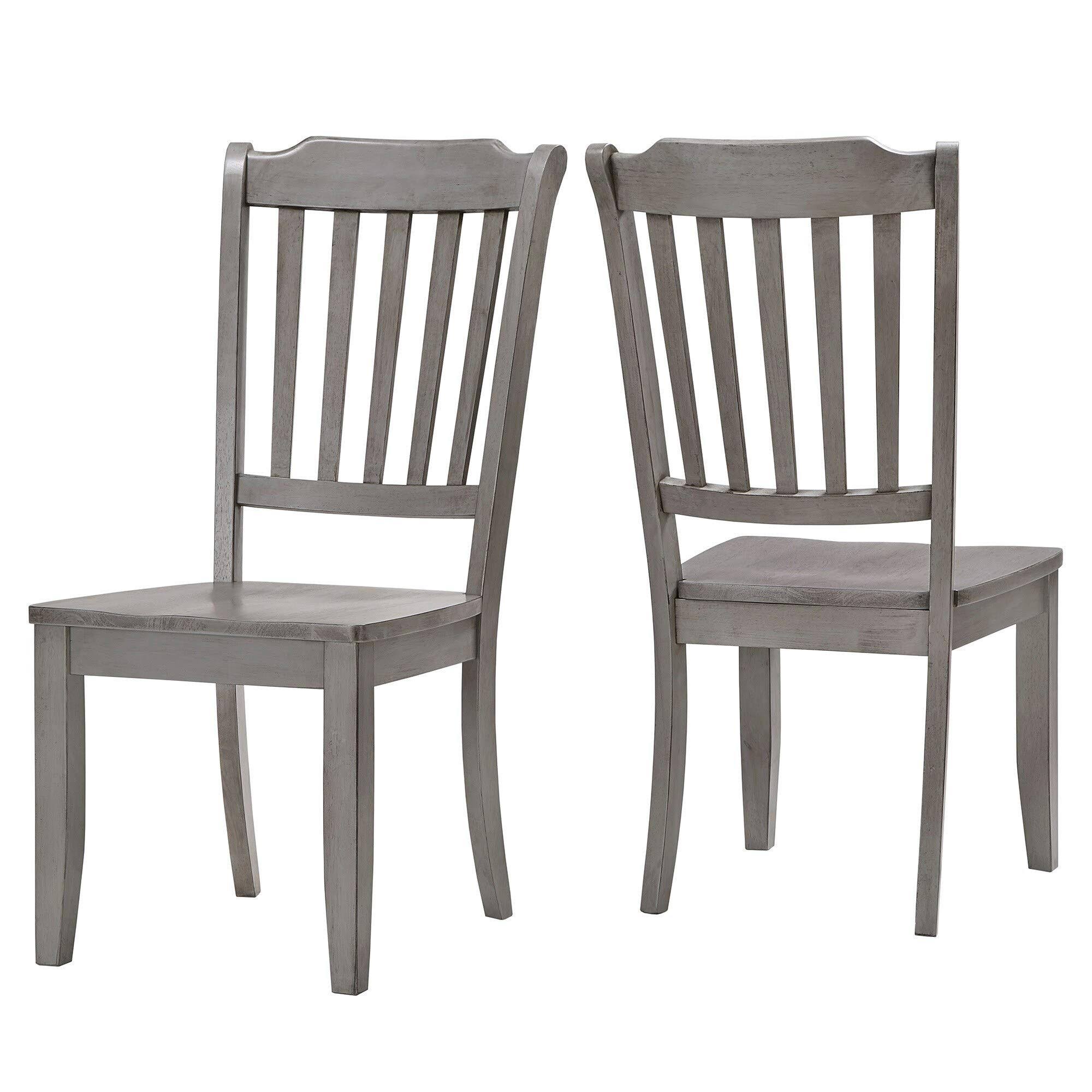 Inspire Q Eleanor Slat Back Wood Dining Chair (Set of 2) Antique Gray