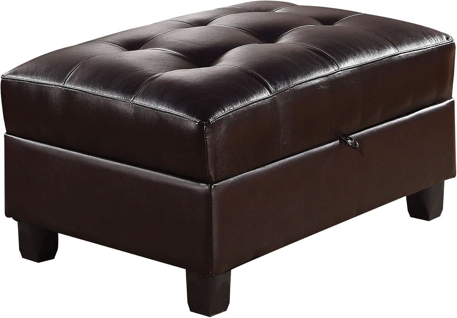 ACME Espresso Bonded Leather Ottoman with Storage