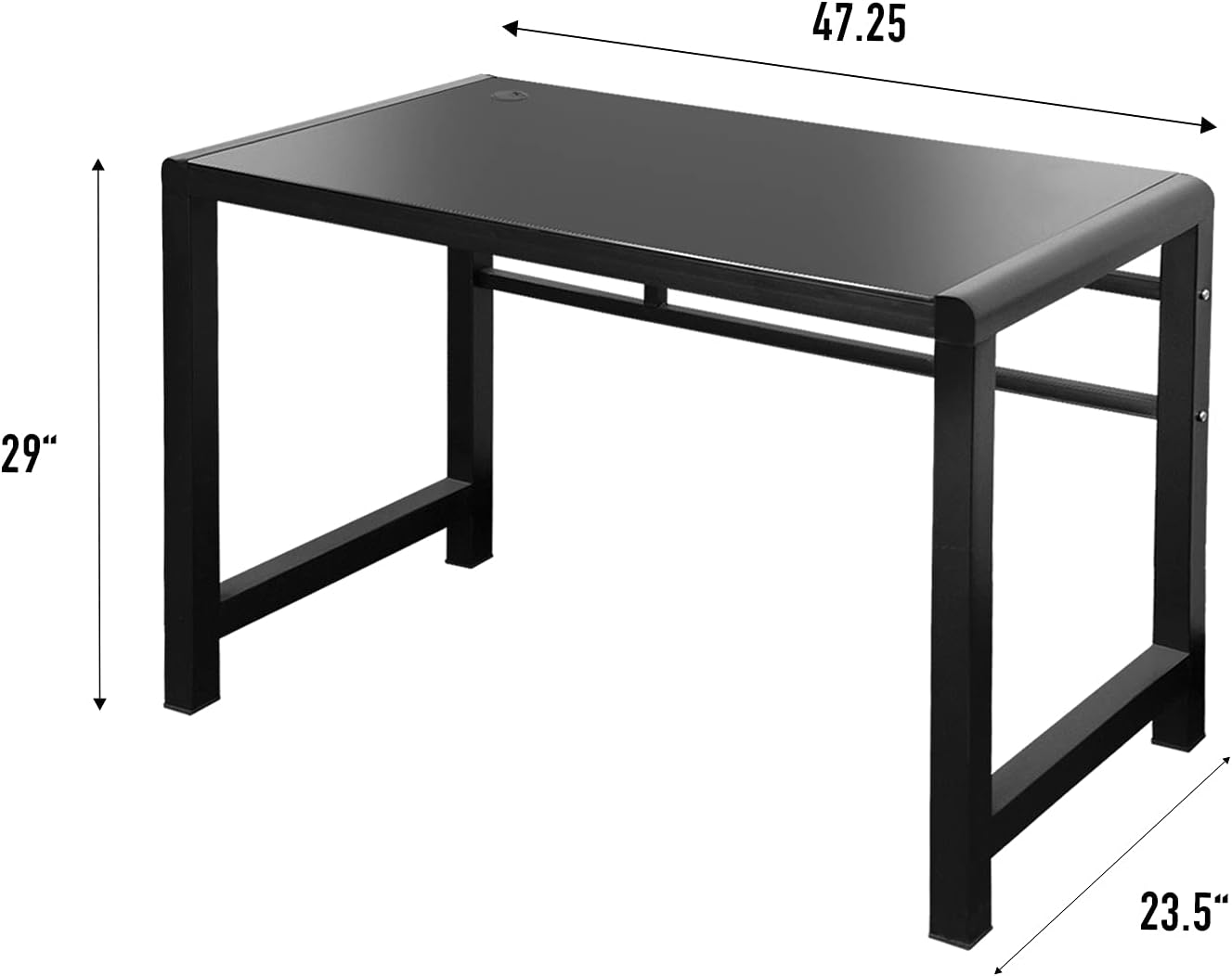 Jerry & Maggie - Tempered Glass Computer Desk Strength Sturdy Surface Laptop Desk Dinning Cocktail Table USB Accessory Attribute Professional Office Desk Modern Plain Legs Personal Workstation Black