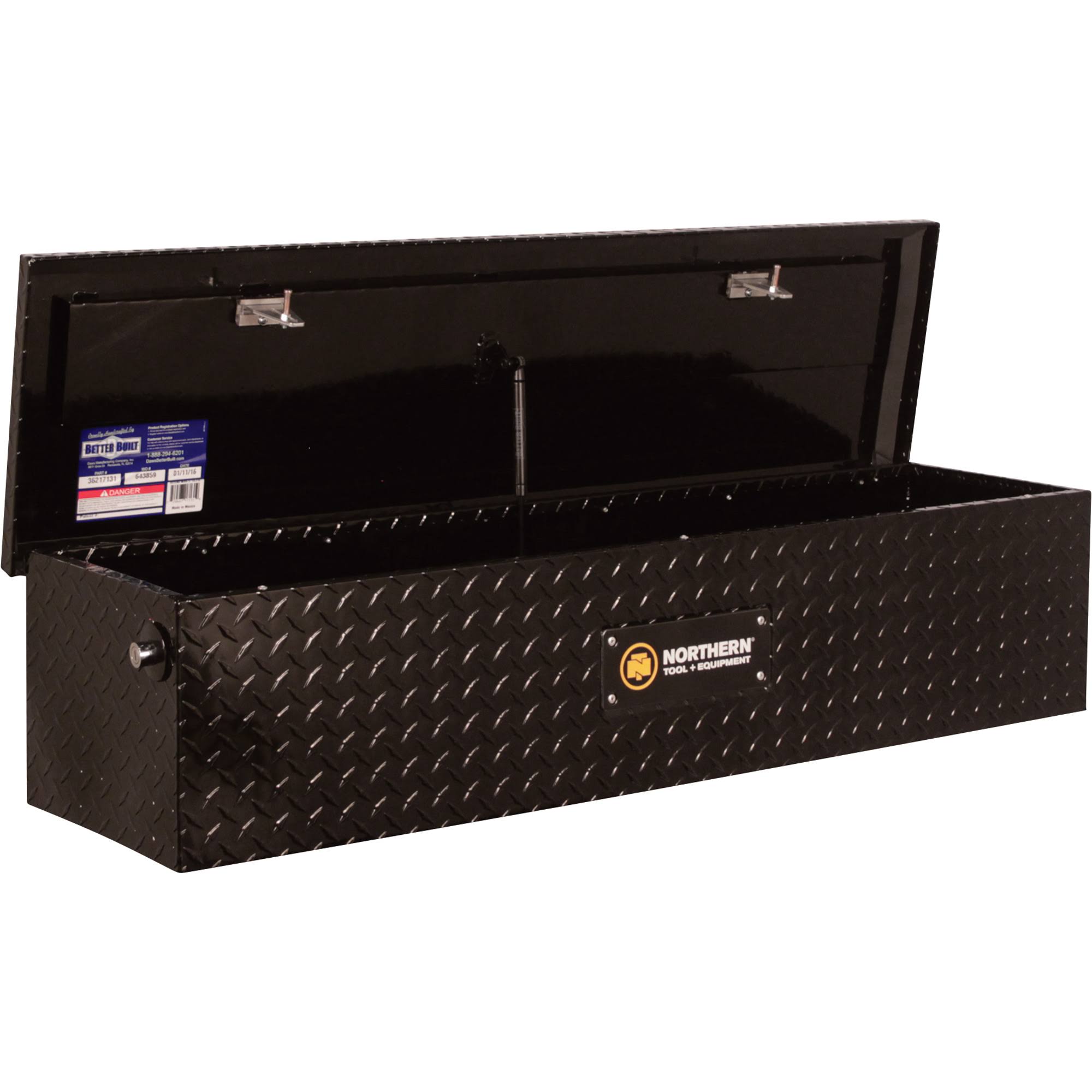 Northern Tool Sidebed Flush-Mount Truck Tool Box - Aluminum, Gloss Black, Pushbutton Latches, 48.5Inch x 13inch x 11.25Inch, Mod