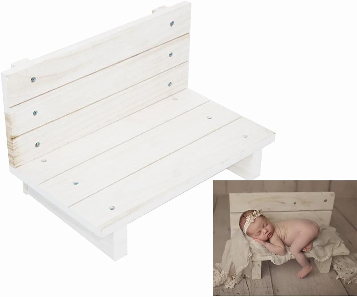 K Kackool Newborn Photography Props Mini Bed Wood Bench for Baby Photoshooting Creative Posing Container Studio Seat for Professional Photography Studio Pack of 2