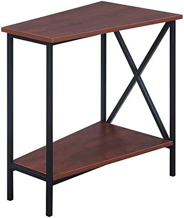 Pemberly Row Wedge End Table in Black and Cherry Wood Finish