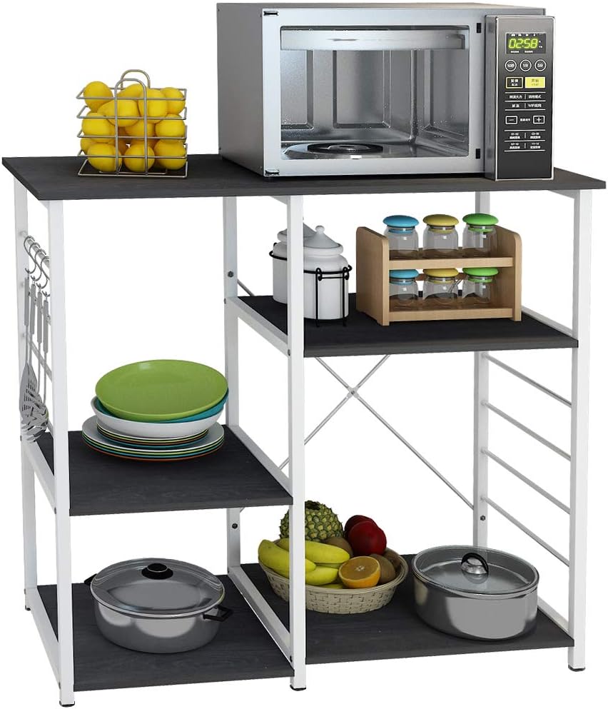 SogesHome 3-Tier Kitchen Baker's Rack Utility Microwave Oven Stand Storage Cart Workstation Shelf, NSD-171-BK (Black)