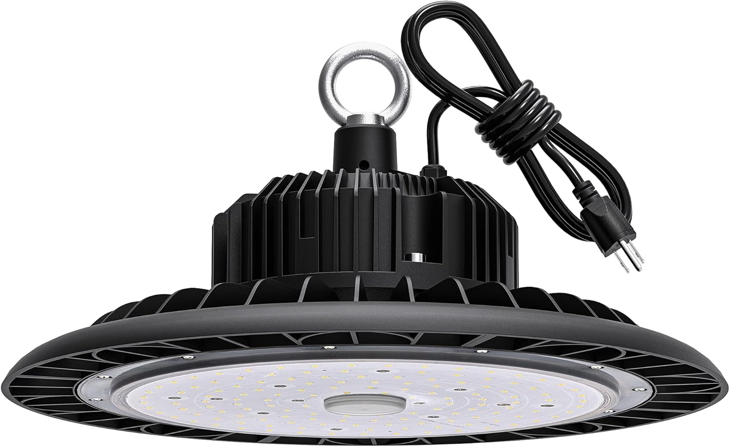 LED High Bay Light 150W 21000 LM with US Plug 5ft Cable, 5000K Daylight, IP65 Waterproof, Non-Dim, UFO Commercial Warehouse Workshop Factory Barn Garage Lowbay Area Lighting Fixture