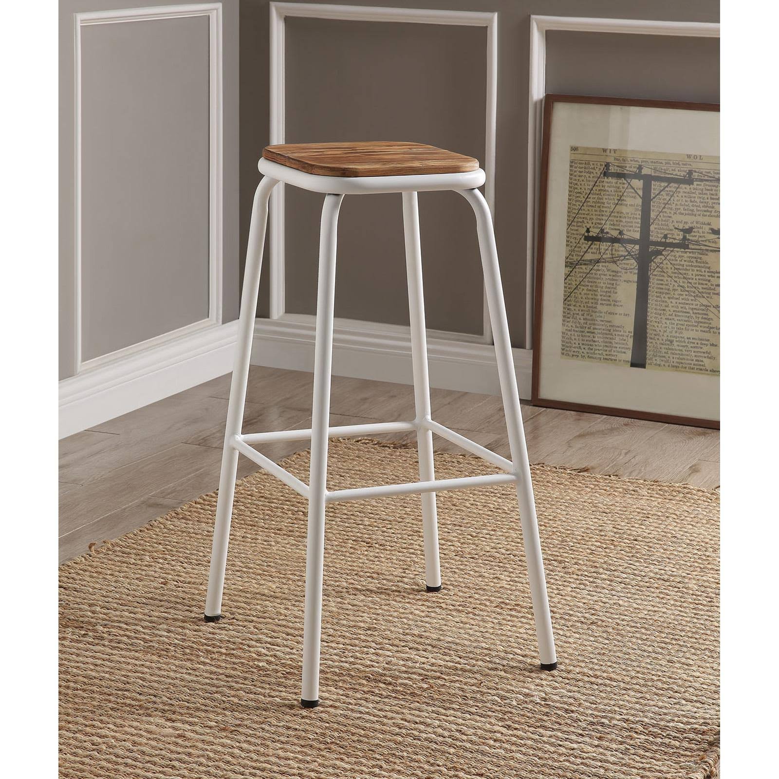 Acme Furniture Scarus - Bar Stool (Set-2) Natural u0026 White