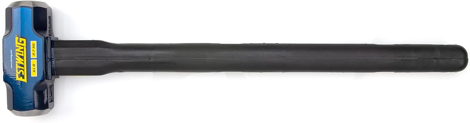 Estwing 6-Pound Hard Face Sledge Hammer for Demolition/Stake Driving, 50-55 HRC, Locked Steel Head, 24-Inch Indestructible Handle with Vulcanized Rubber Overlay, Reinforced Lanyard Hole