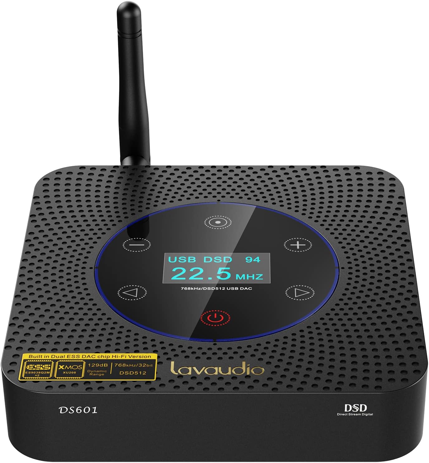[Upgraded] Lavaudio DS601 HiFi Audio DAC USB Desktop DAC ES9038Q2M XMOS XU208, Long Range Receiver Bluetooth 5.0 Audio LDAC Preamplifier, DSD512 PCM32Bit/768Khz, Desktop DAC RCA Out
