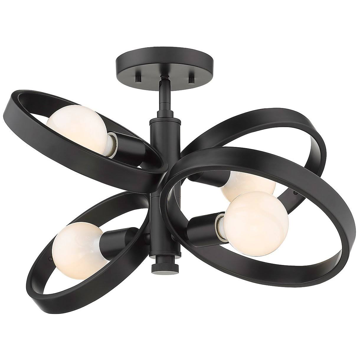 Golden Lighting 8330-4SF Blk Sloane 4-Light Semi-Flush Ceiling Black