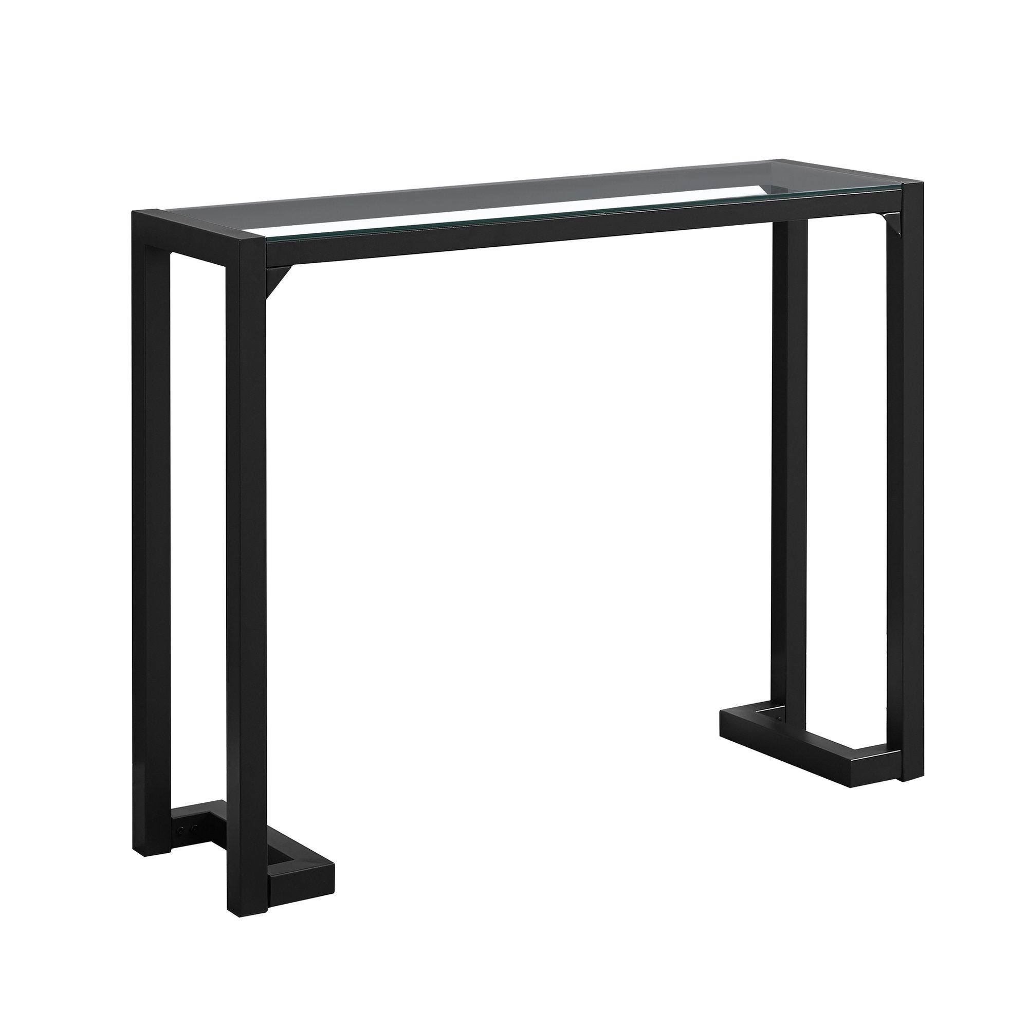 Accent Table - 42x22L / Black / Tempered Glass Hall Console