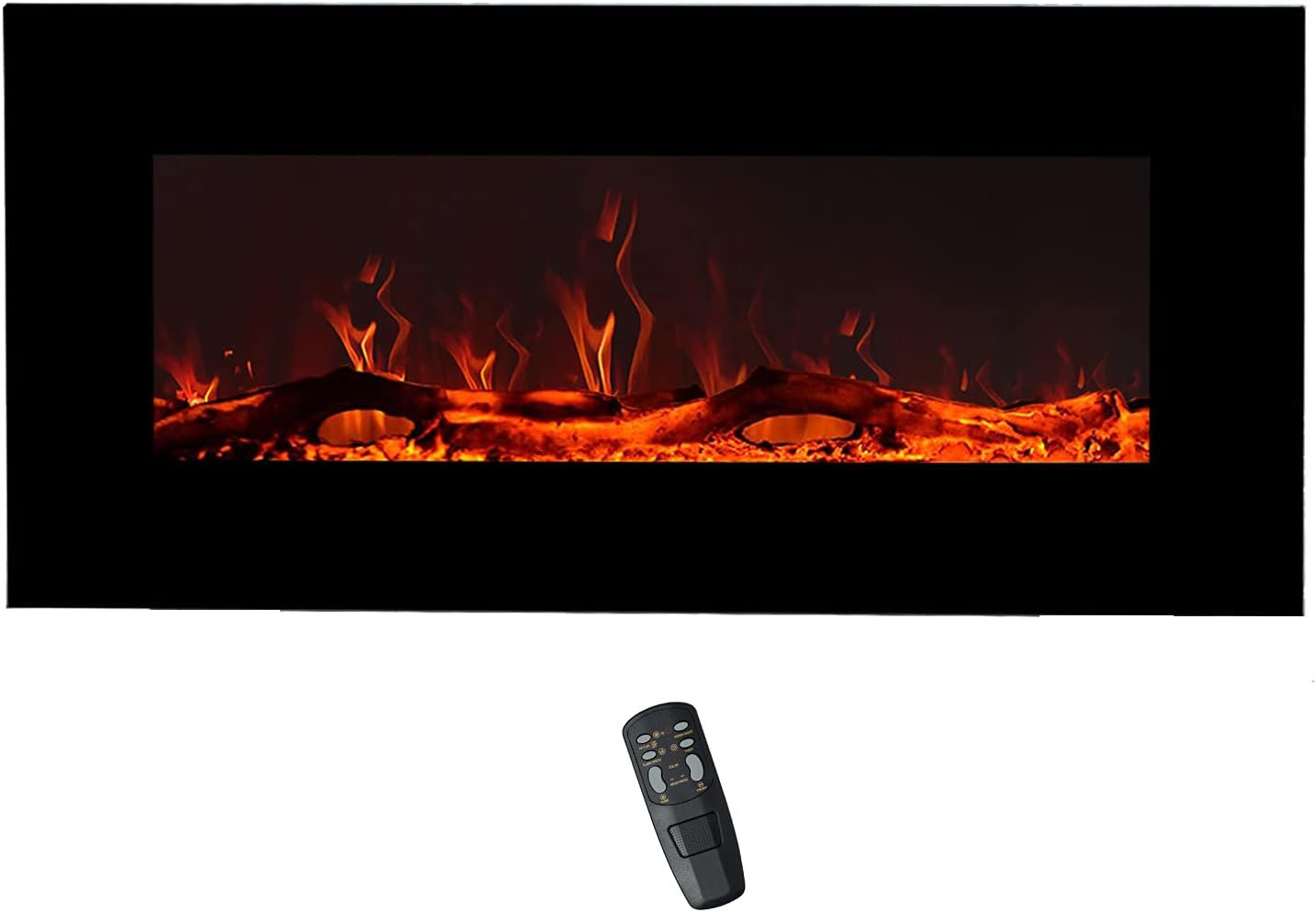 FLAME&SHADE Wall Mounted Electric Fireplace, 34-Inch Wide Flat Screen, Freestanding or Hanging Portable Room Heater with Remote
