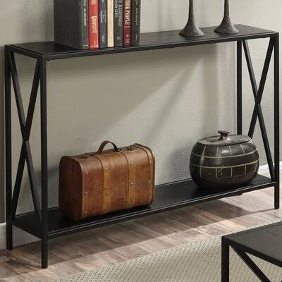Abbottsmoor 47.25x22 Console Table Andover Mills Table Top Color: Black, Table Base Color: Black