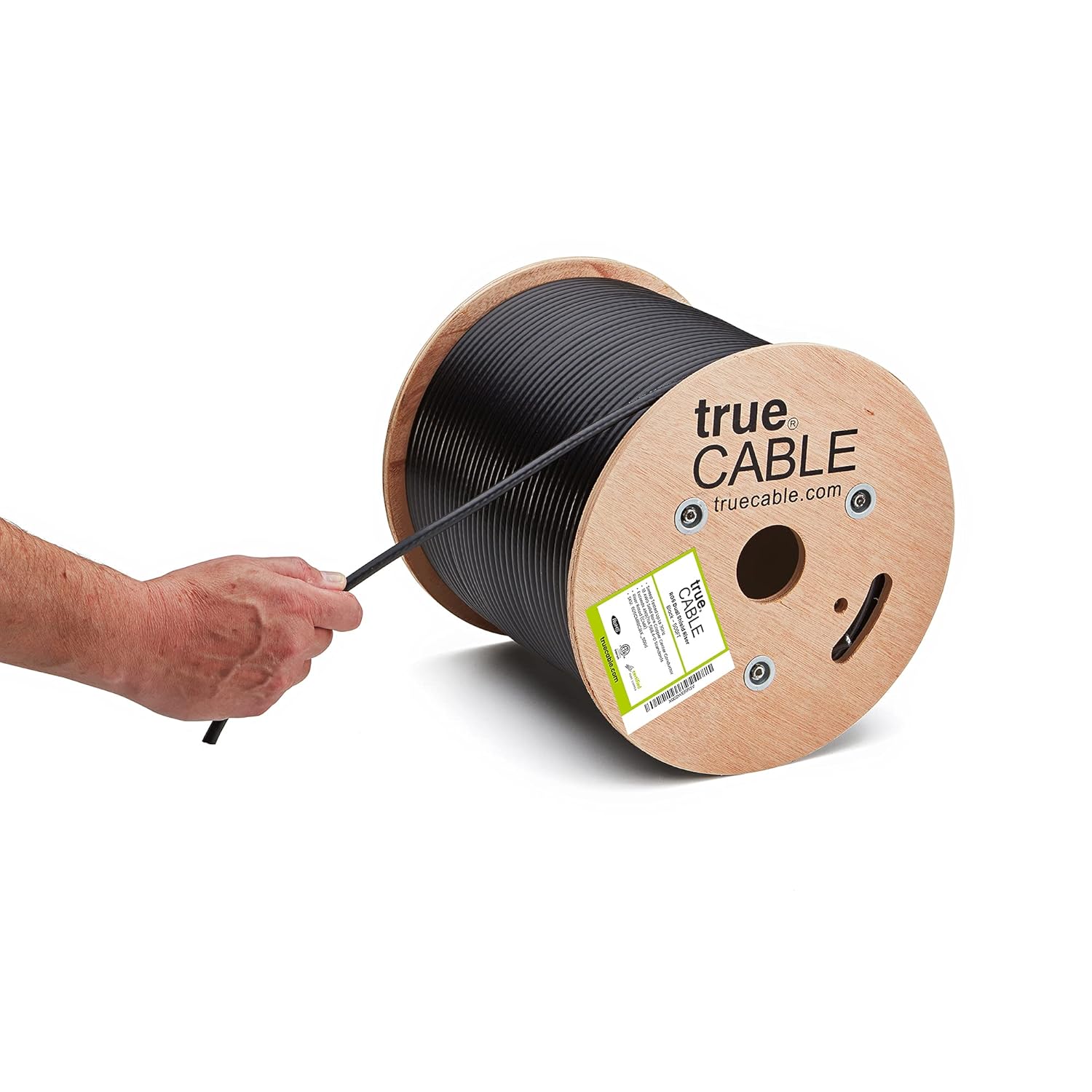 trueCABLE RG6 Dual Shield Coax, 500ft, Black, Riser Rated (CMR/CATVR/CL2), Bare Copper Conductor Coaxial Cable, 3GHz Sweep Tested