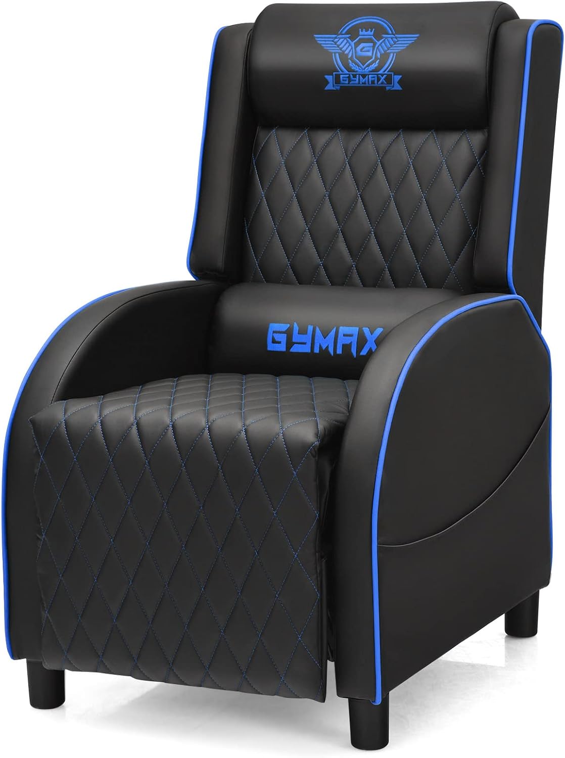 Renatone Massage Gaming Recliner Chair, Racing Style Single Ergonomic Sofa w/Adjustable Headrest, Backrest & Footrest, PU Leather Reclining Home Theater Seat for Living Room Office (Pink)