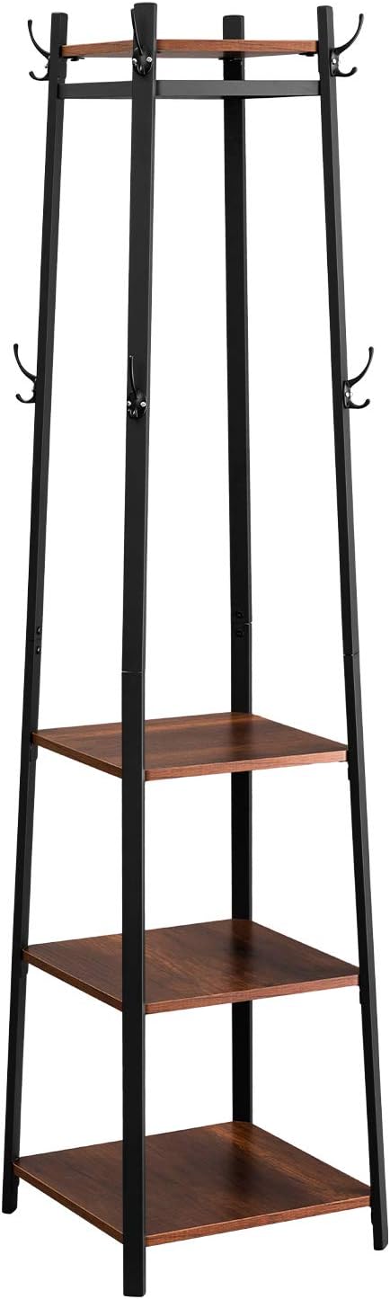 DOEWORKS Coat Rack, Hall Tree Garment Storage Holder,Black Shelving Units and Storage Pack of 2