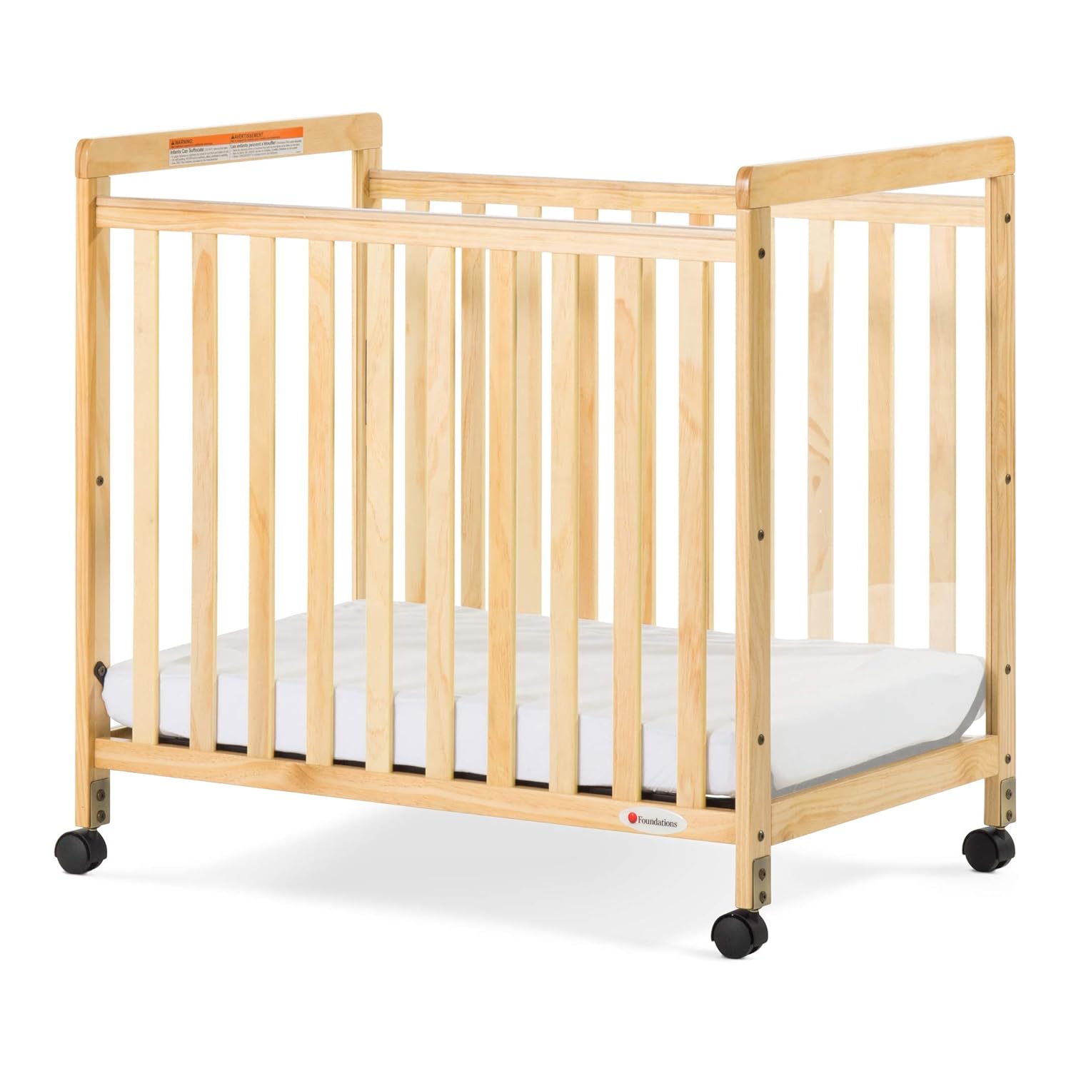 Foundations SafetyCraft Compact Size Clearview Crib, Natural