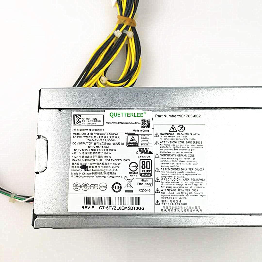 QUETTERLEE Replacement New 180W Power Supply for HP EliteDesk 800 G3 600 G3 Series 901763-002 901765-003 901761-003 901764-003 901763-001 901762-002 901771-004 901771-003 901771-002 D16-180P2A Pack of 2
