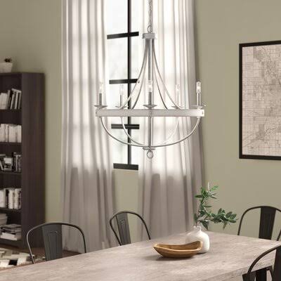 Olmstead 5 - Light Shaded Empire Chandelier with Crystal Accents Finish: Galvanized