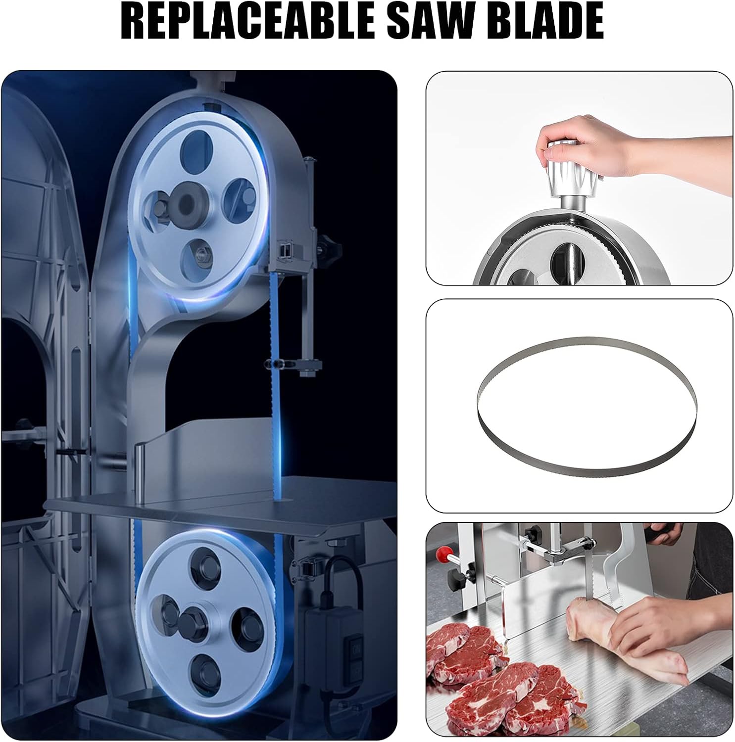 Chbiao 1500w Electric Meat Bone Machine Brand Saw Frozen Meat Cutter Butcher Comercial Freestanding Floor Type Bone Saw AutomaticMax Cutting Height 250mm.With Six Saw Blades