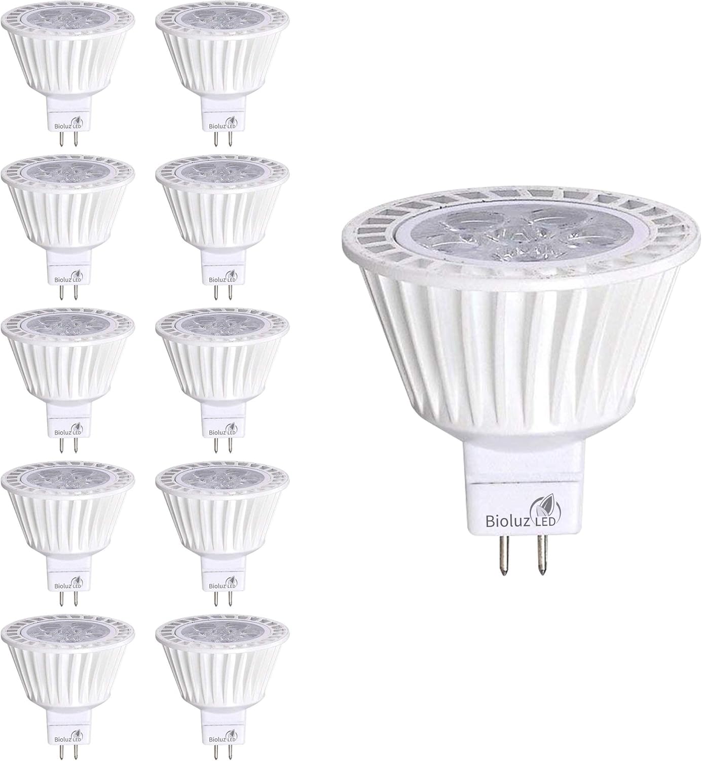 10 Pack Bioluz LED MR16 LED Bulb Dimmable 50W Halogen Replacement 3000K 7w 12V AC DC UL Listed Pack of 2