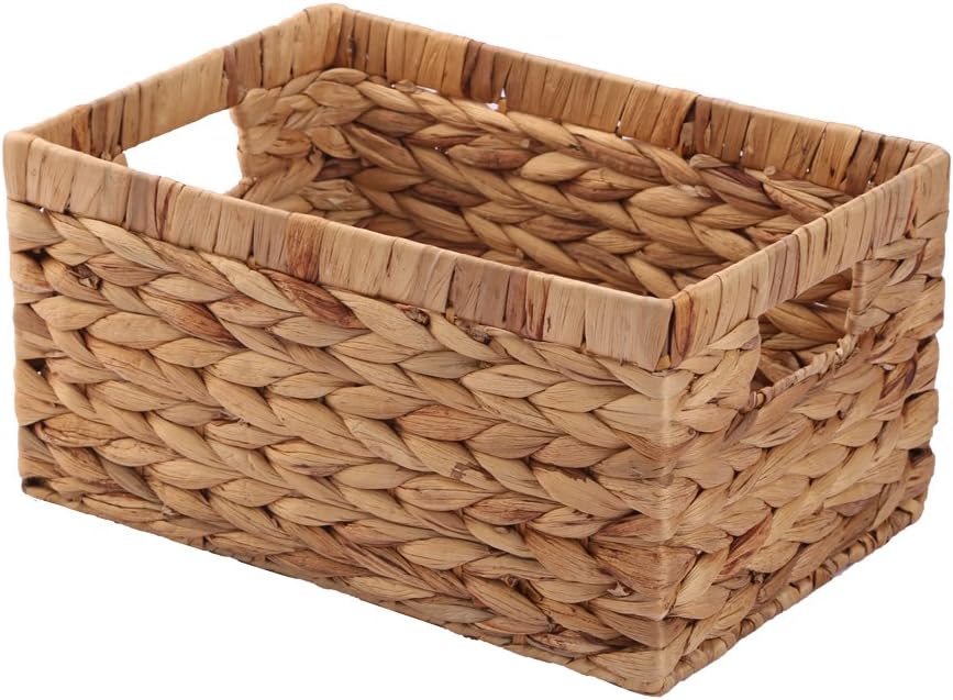 Storage Container, Natural Water Hyacinth Storage Bins Rectangular Basket,Arts and Crafts. Pack of 2