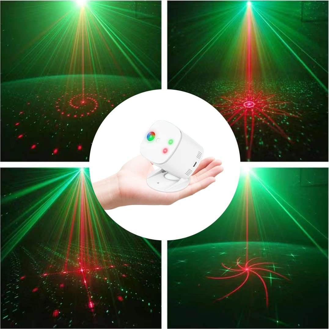 SUNY Mini DJ Party Light 32 RG Patterns Stage Light Projector with Remote Control, 3 Colors LED Light Sound Activated Music Disco Lights for Christmas Festival Club Bar Live Show Home Dance Decoration