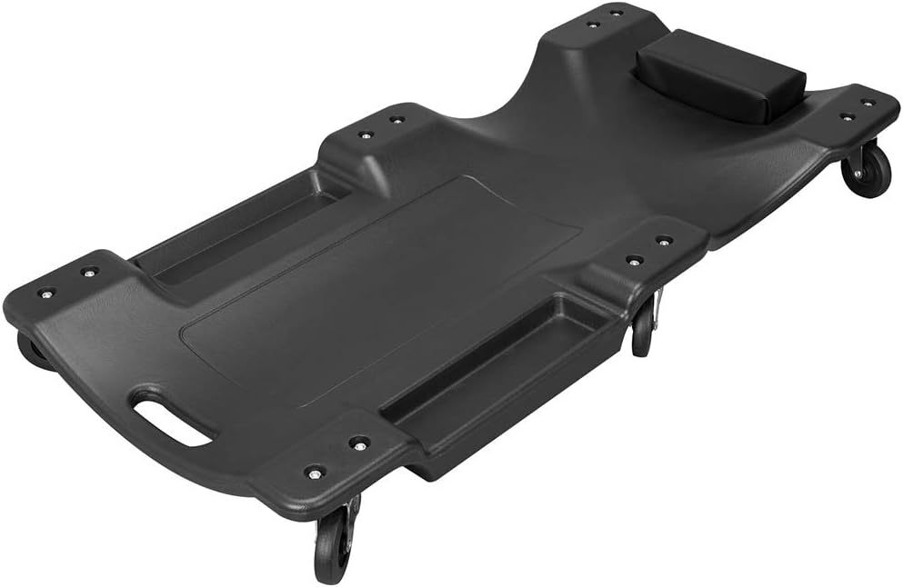 HPDMC Black Blow Molded Plastic Rolling Garage/Shop Creeper - 40