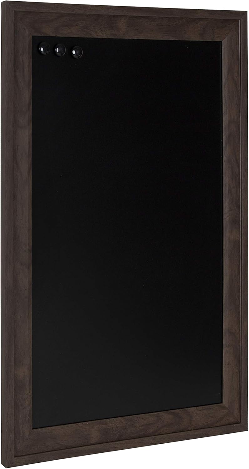 DesignOvation Bosc Wall Mounted Framed Magnetic Chalkboard, 27.5x33.5, Black