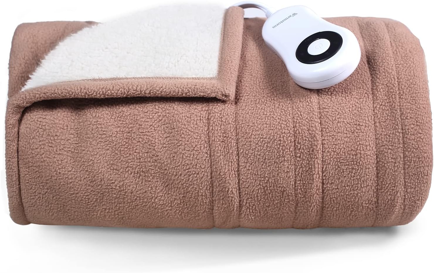 Warm Storm Heated Electric Blanket Throw Reversible Sherpa Fast Heating Blanket with 5 Heat Setting-4 Hour Auto-Off,Machine Washable Home Office Use 50